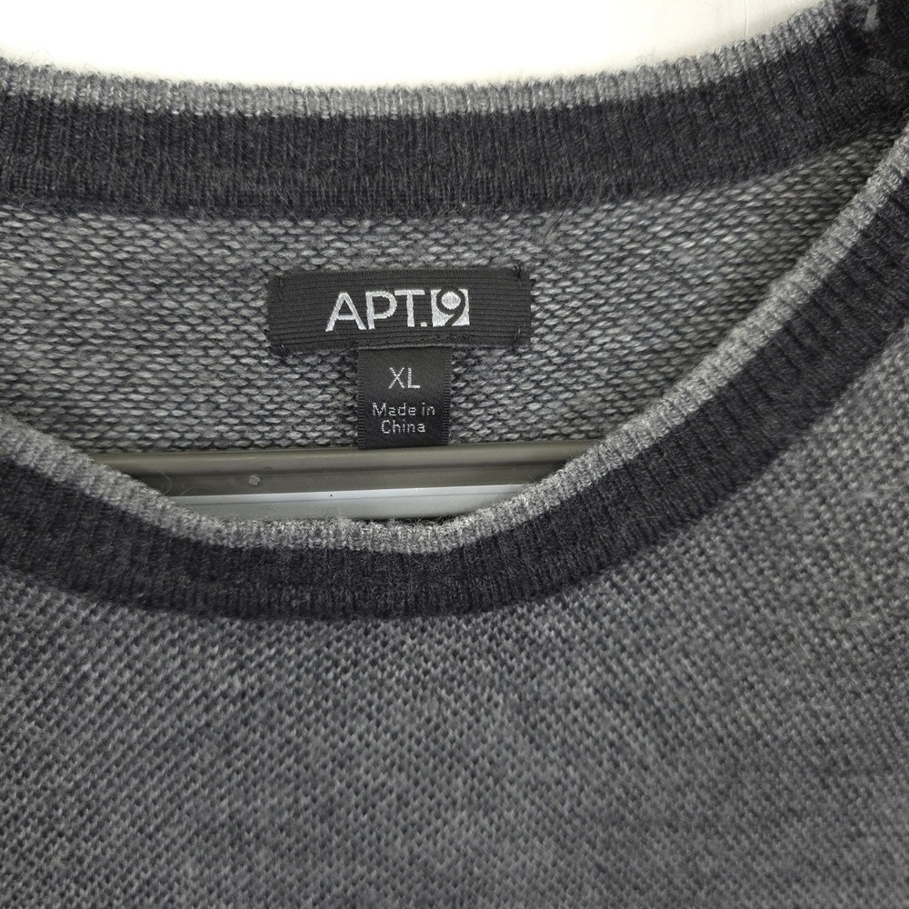 APT.9 Sweater Men XL Gray Crew Neck Colorblock Merino Wool Blend Pullover Knit - Picture 8 of 10